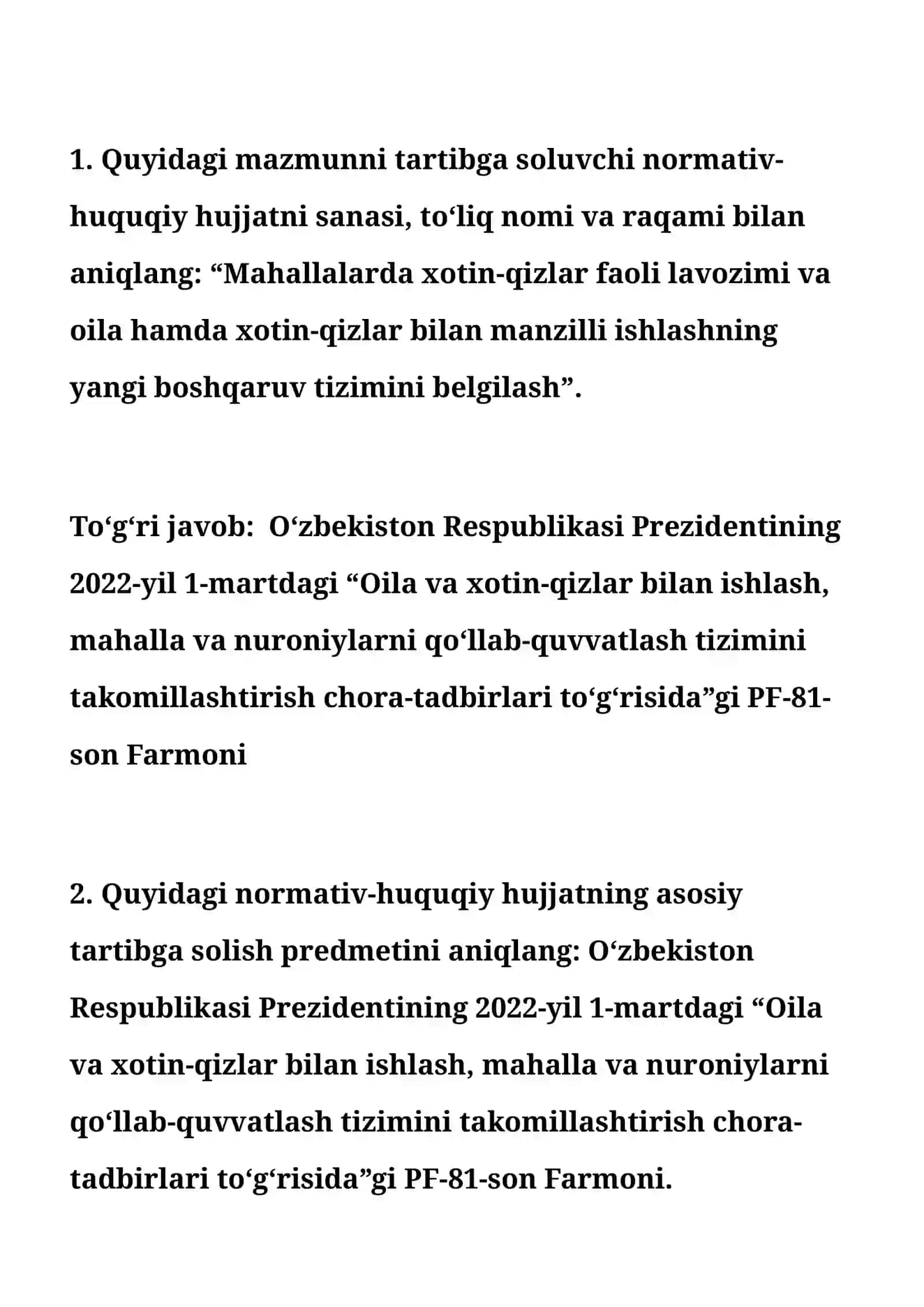 Xotin-qizlar faoli Argos suhbat 28.07.2026 savol va javoblari 2