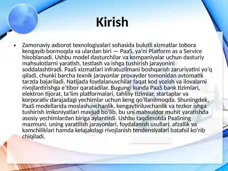 PaaS infratuzilmasini yaratish va foydalanish 2