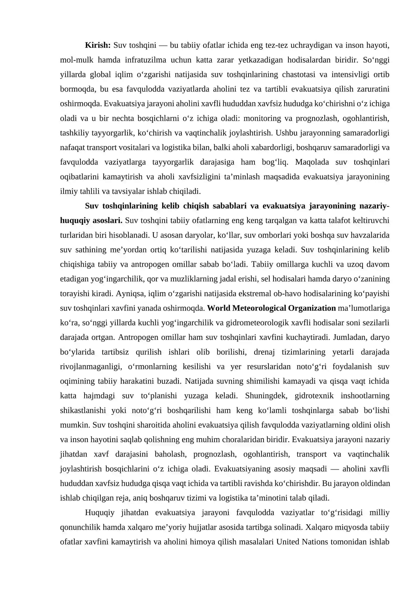 SUV TOSHQINIDA EVAKUATSIYA JARAYONINING ILMIY TAHLILI 2