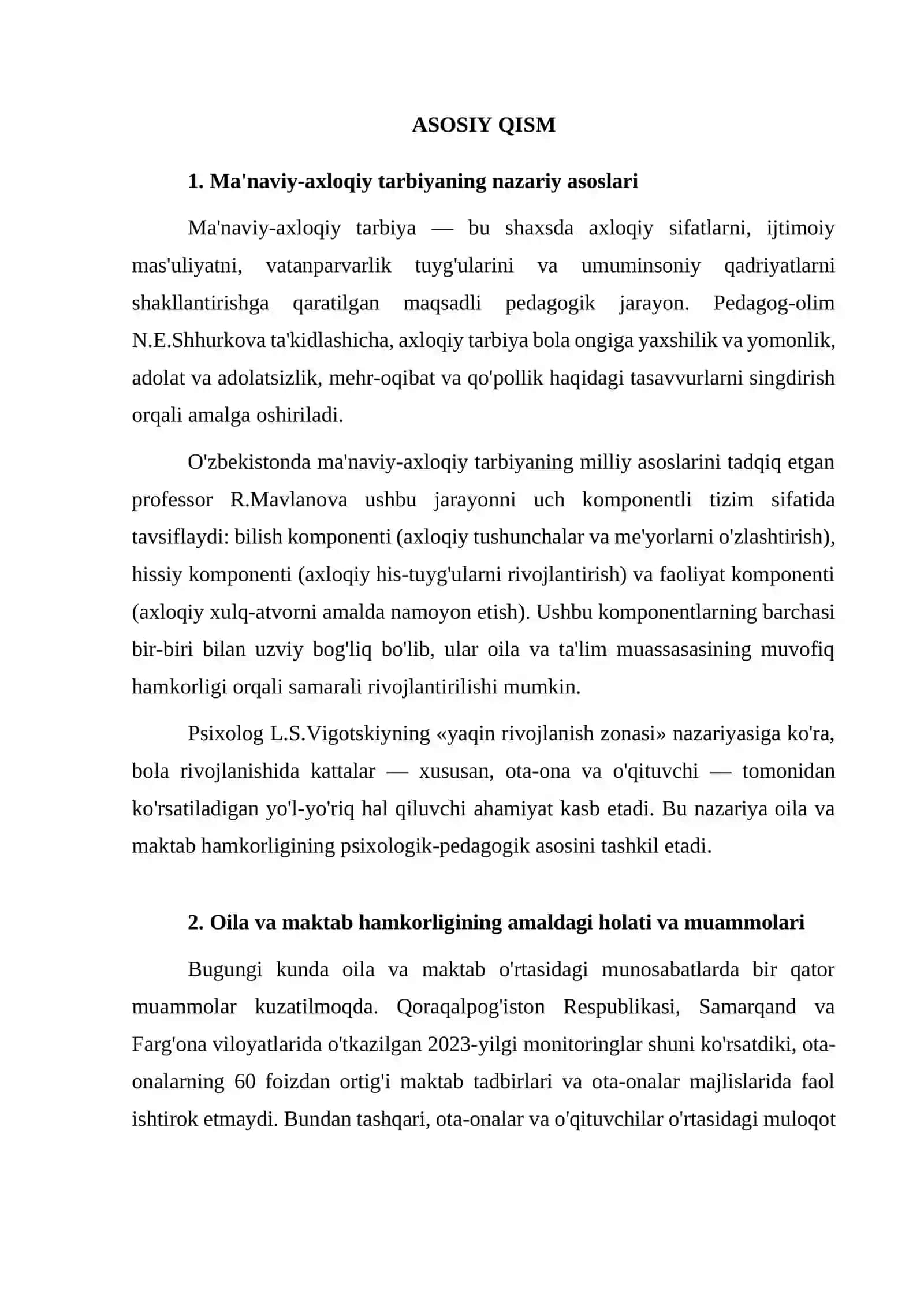 YOSHLARNI MA'NAVIY-AXLOQIY TARBIYALASHDA OILA VA MAKTABNING HAMKORLIGINI MUSTAHKAMLASH 2
