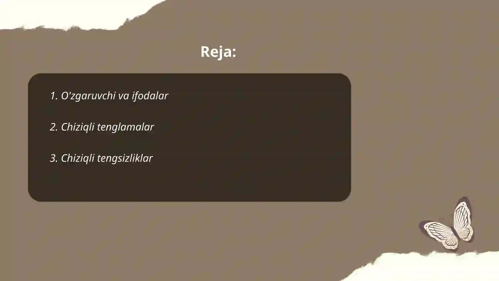 O'zgaruvchi va Ifodalar 2