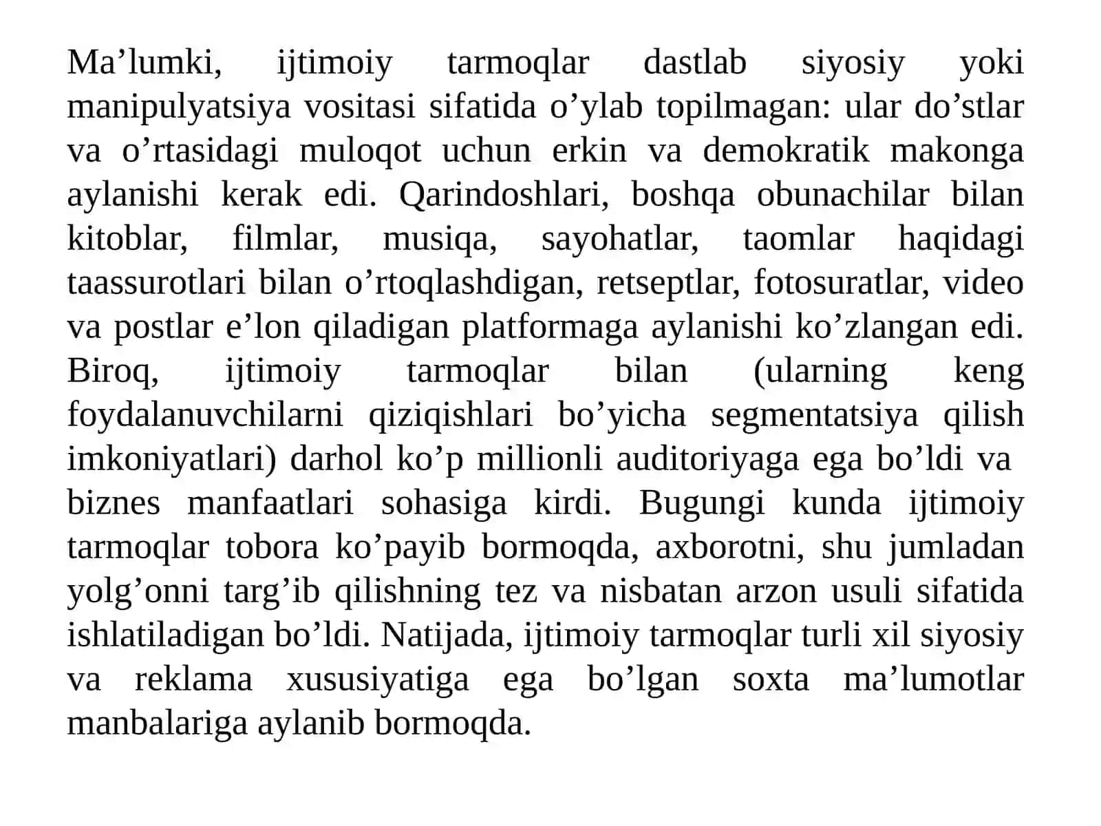 MEDIA MAYDON VA INTERNET IMKONIYATLARI 2
