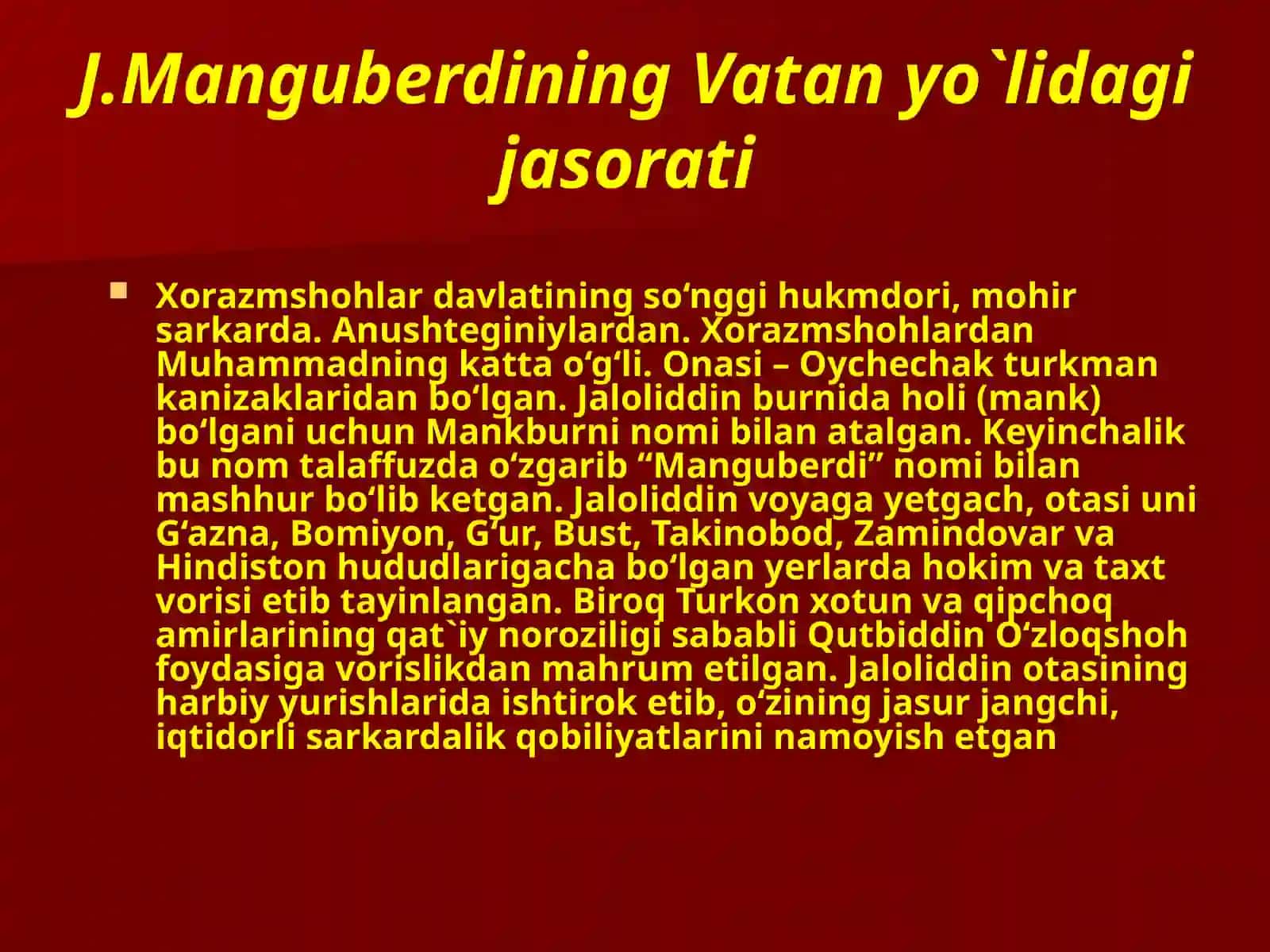Vatan ozodligi va Jaloliddin Manguberdi 2