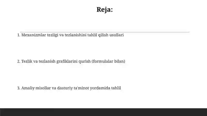 Mexanizmlar tezligi va tezlanishi 2