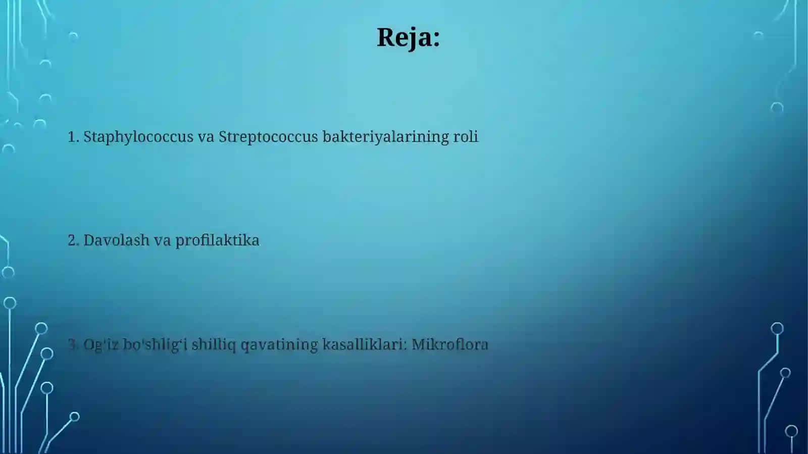 Og'iz bo'shlig'i shilliq qavati kasalliklarida mikroflora Stafilokokk Streptokokk 2