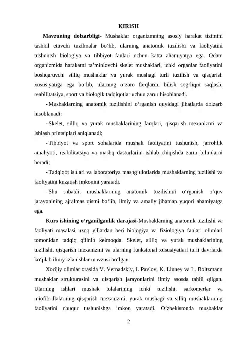 Mushaklarning anatomik tuzilishi 2