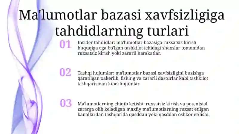 Ma’Lumotlar Bazasi Xavfsizligi Va Yaxlitligi Muamolari 2