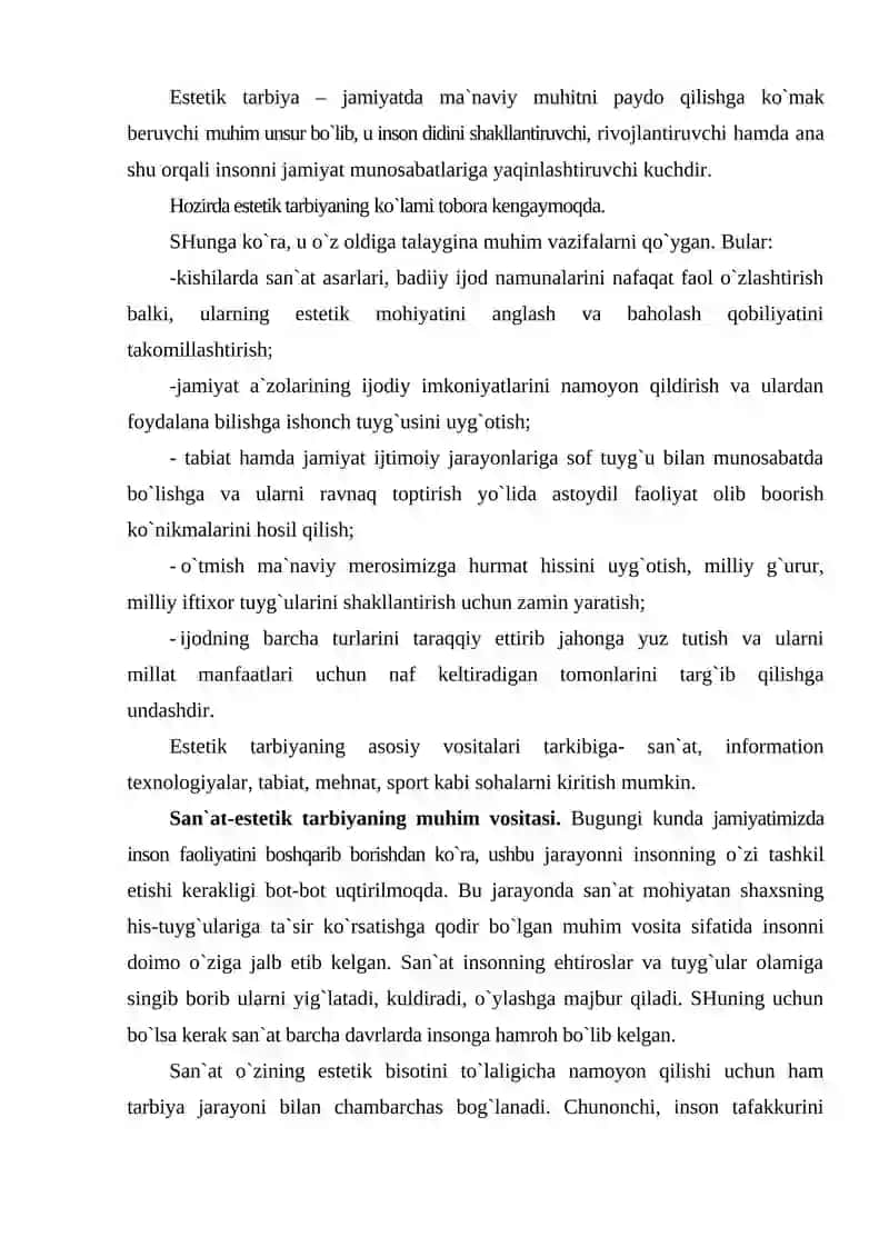 Estetik tarbiya 2