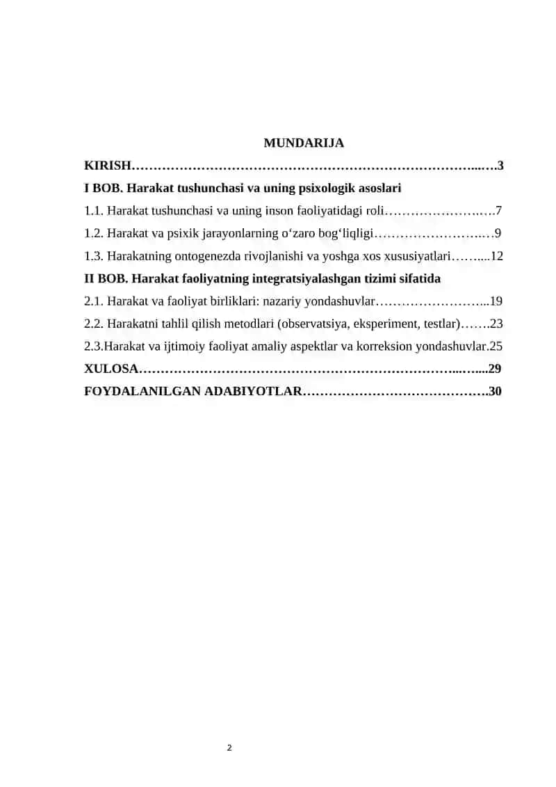 Harakat inson faoliyatining birligi sifatida         Ҳаракат инсон фаолиятининг бирлиги сифатида 2