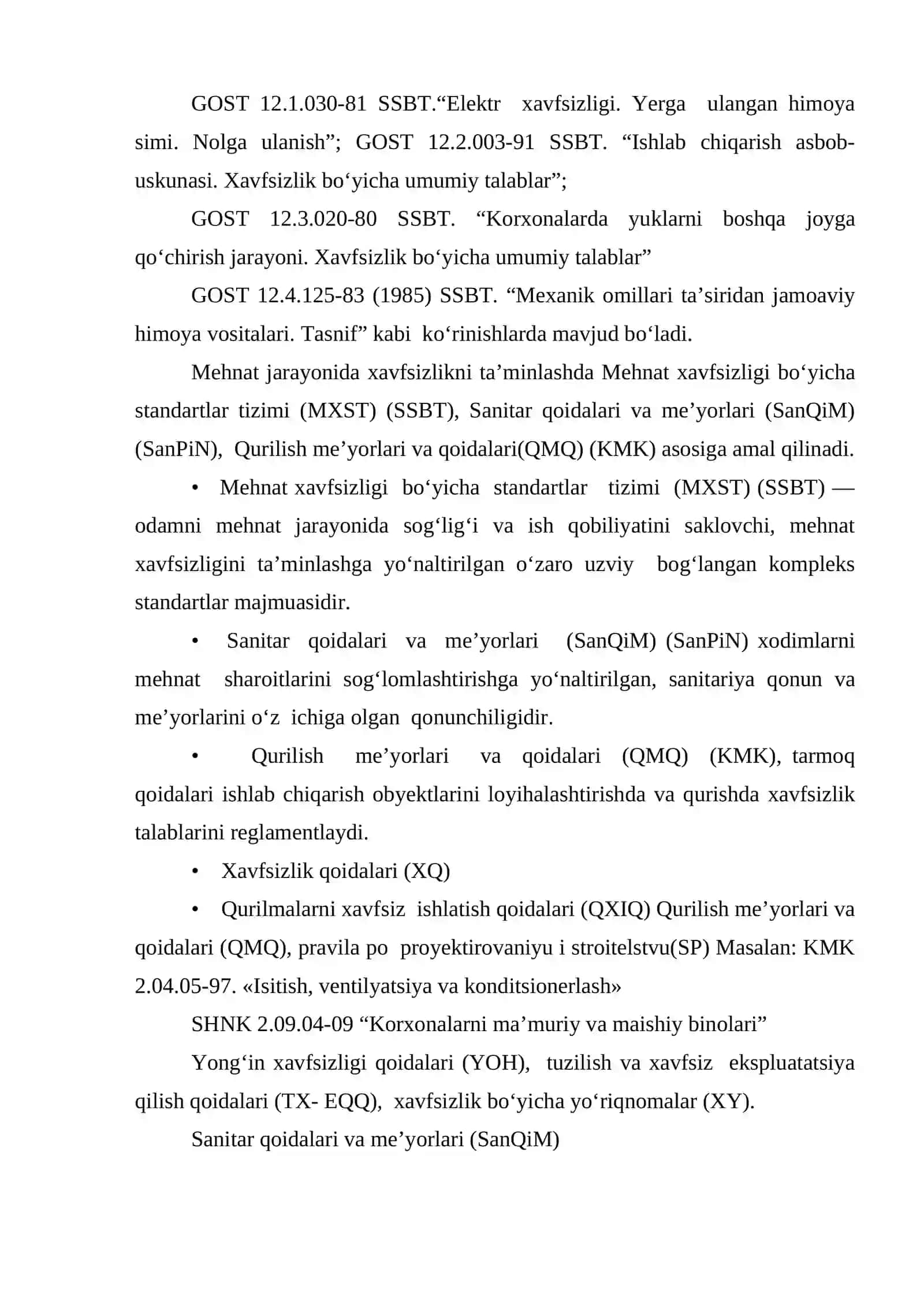 Mehnat xavfsizligi bo‘yicha Davlat standartlar tartibi 2