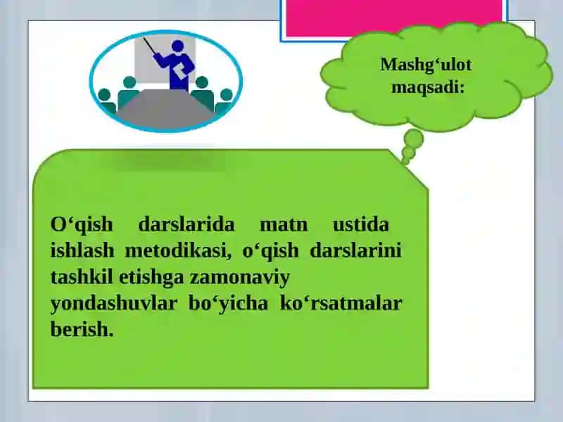 O‘QISH DARSLARDA MATN USTIDA ISHLASH ORQALI BADIIY ASARNI TAHLIL QILISH METODIKASI 2