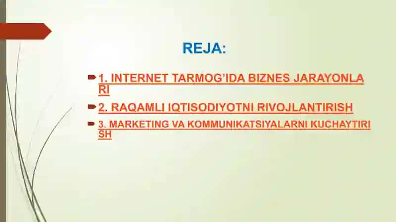 internet tarmoqlarida biznes jarayonalrni tashkil etish 2