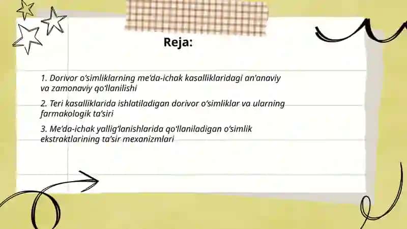 Me'da -ichak teri kasalliklarida qoʻllaniladigan dorivor oʻsimliklar 2