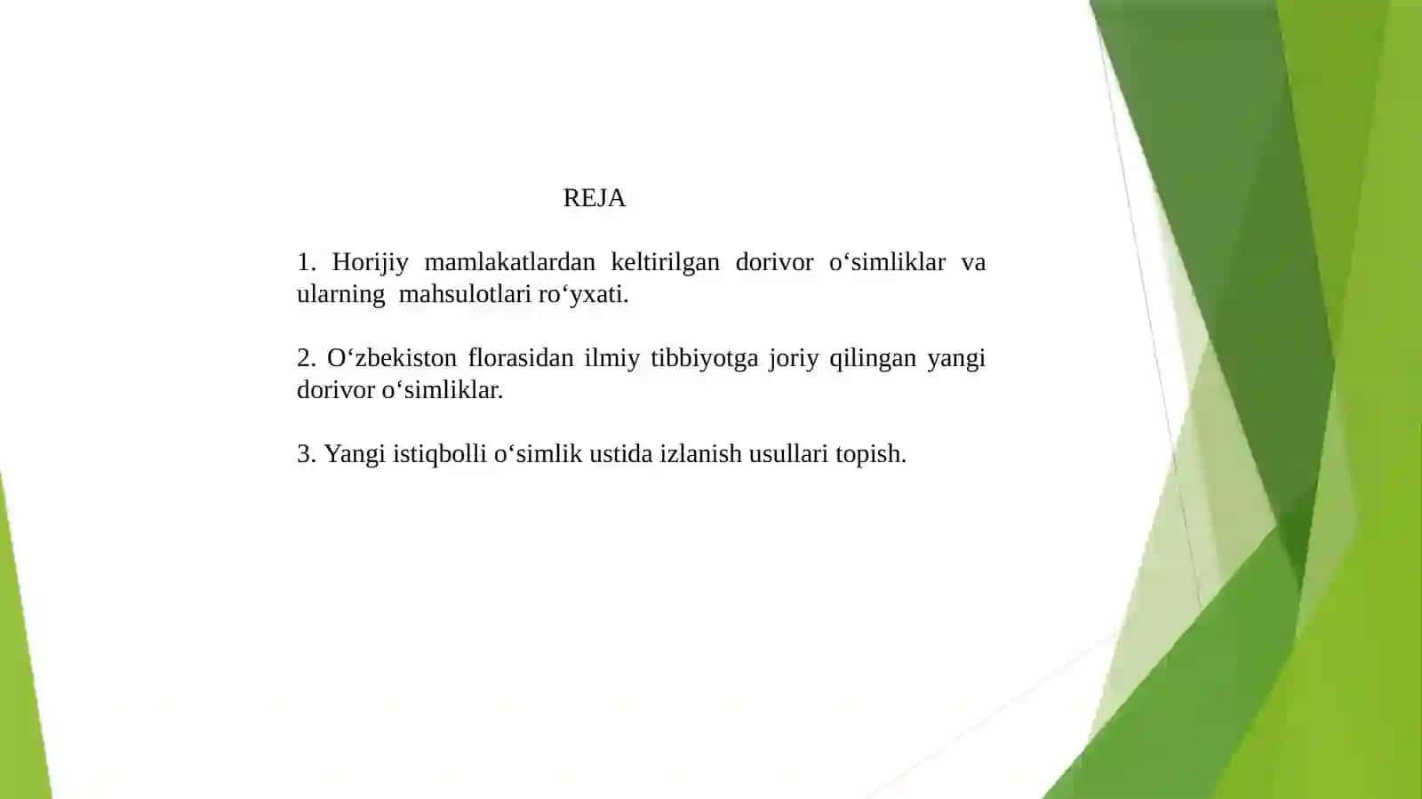 Yangi istiqbolli o‘simlik ustida izlanish usullari 2