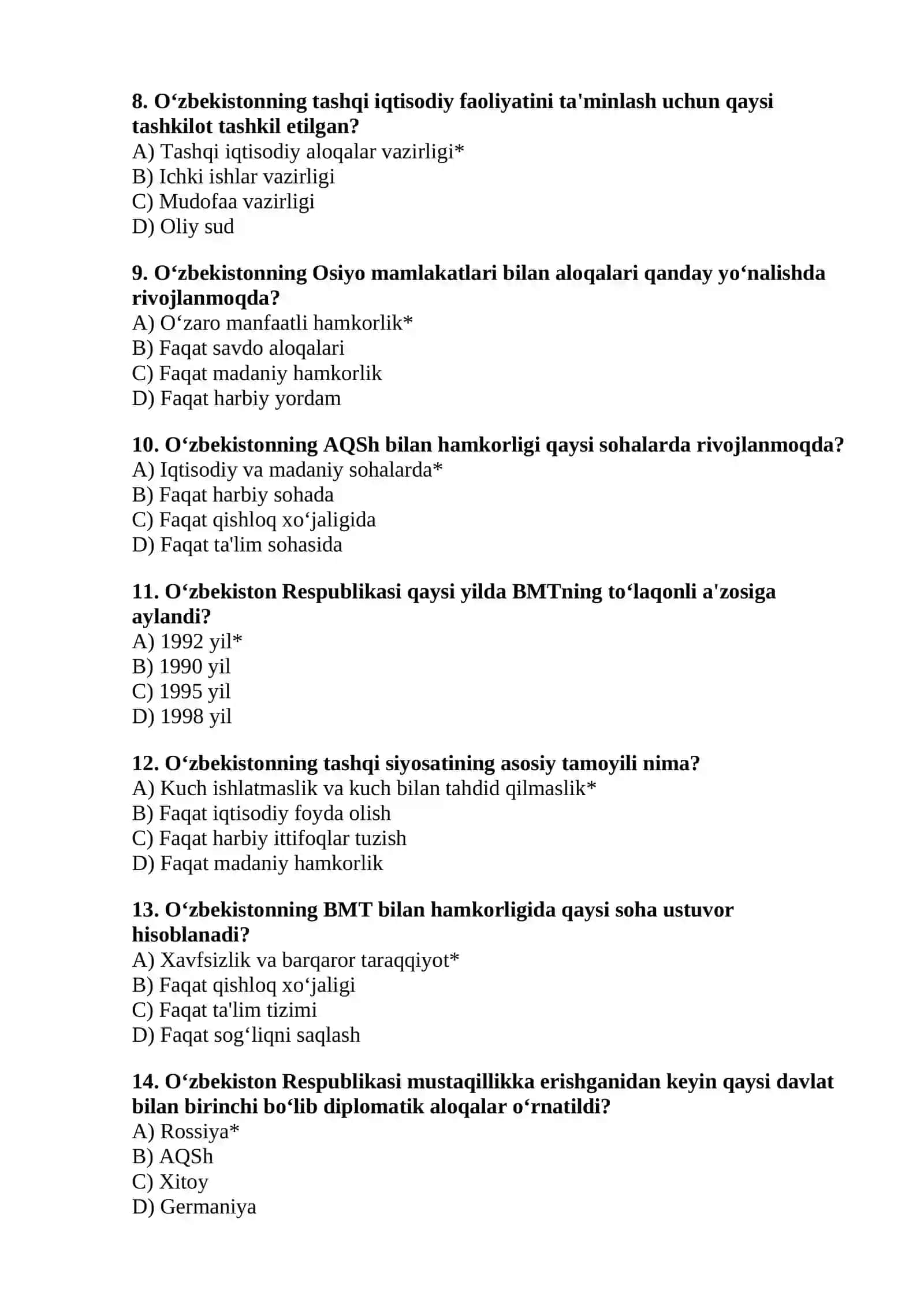 O‘zbekiston va jahon hamjamiyati 2