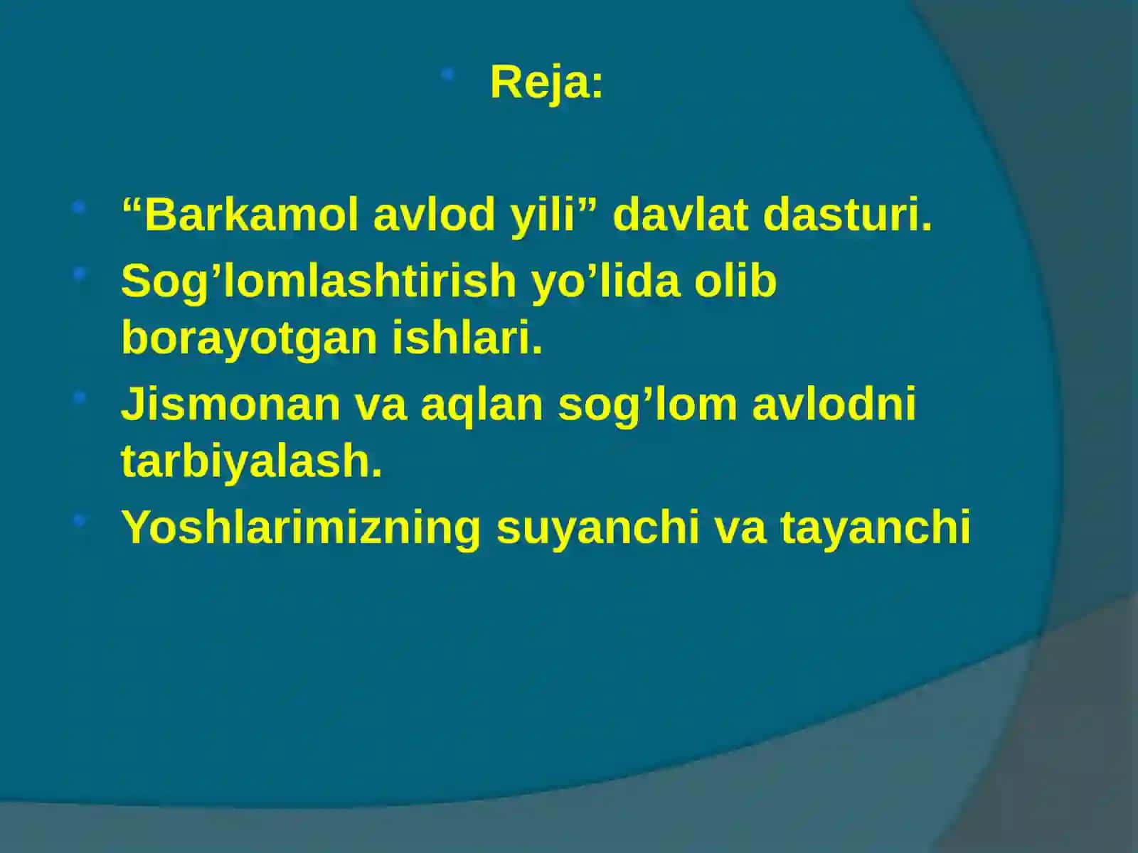 Barkamol avlod yili davlat dasturi 2