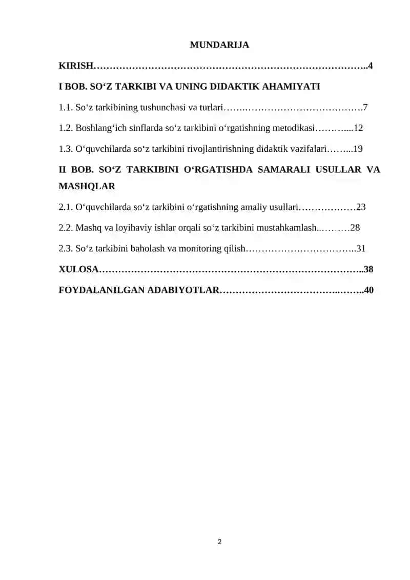 Boshlangʻich sinflarda "soʻz tarkibi" mavzusini oʻrgatish metodikasi 2