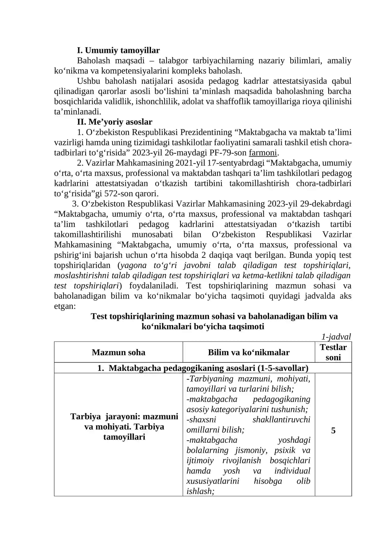 #muhim #attestatsiya   Maktabgacha ta‘lim 2026-yil  TARBIYACHI spetsifikatsiyasi va namunaviy demo testlari. 2