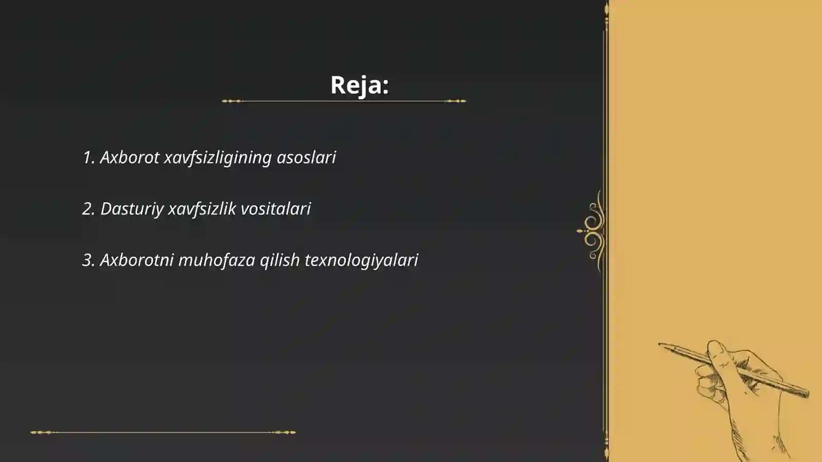 Axborotni ruxsatsiz foydalanishlarning dasturiy himoyasi 2