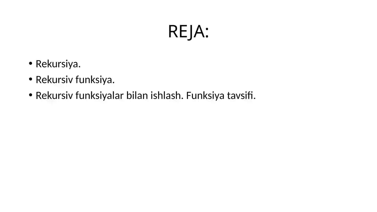 Rekursivfunksiyalar bilan ishlash 2