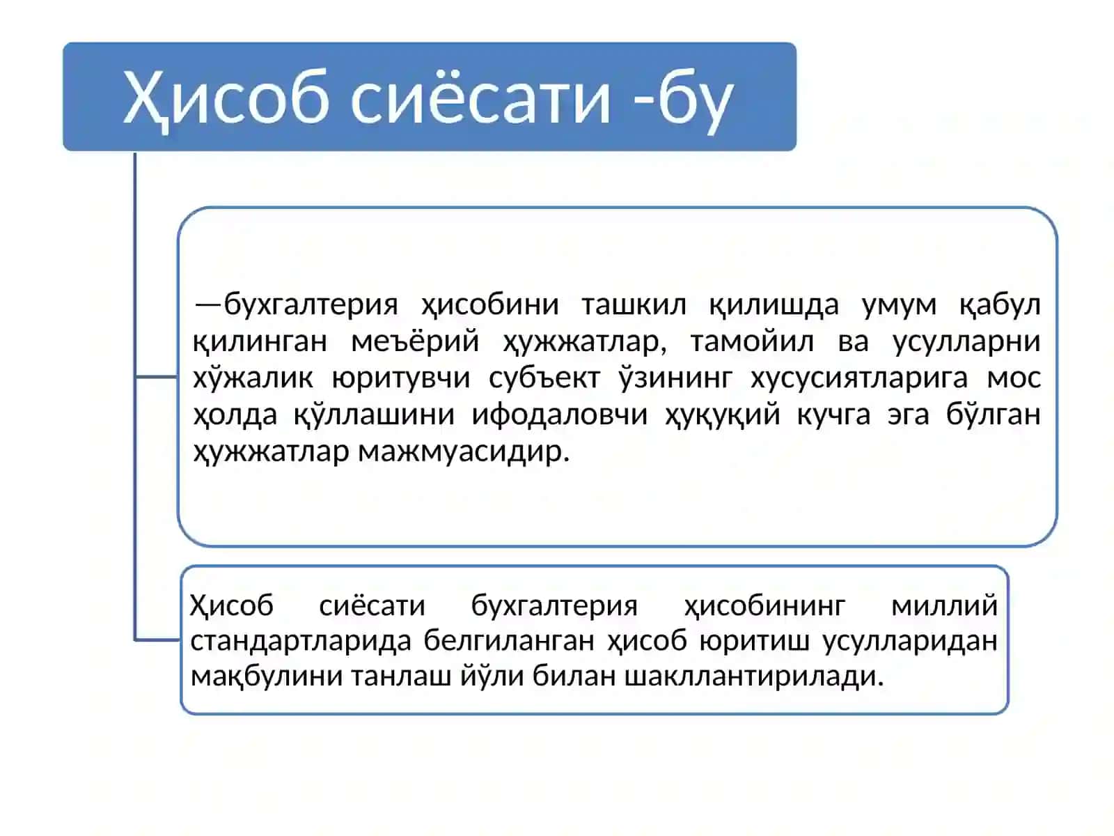 КОРХОНАНИНГ ҲИСОБ СИЁСАТИ ВА БУХГАЛТЕРИЯ ҲИСОБИНИ ТАШКИЛ ЭТИШ 2