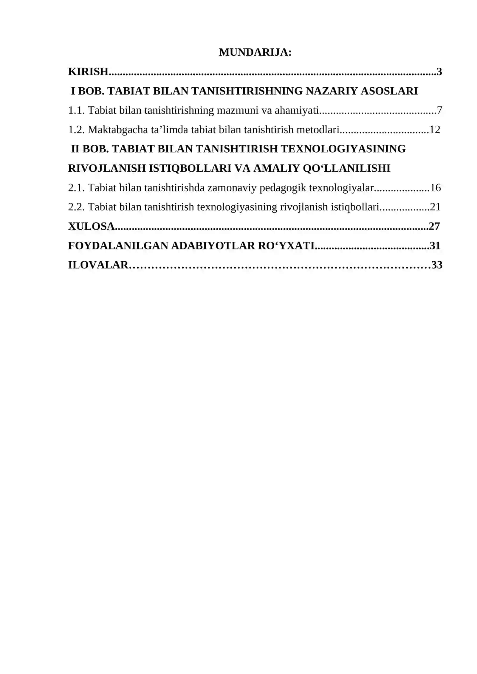 Tabiat bilan tanishtirish texnologiyasining rivojlanish istiqbollari 2