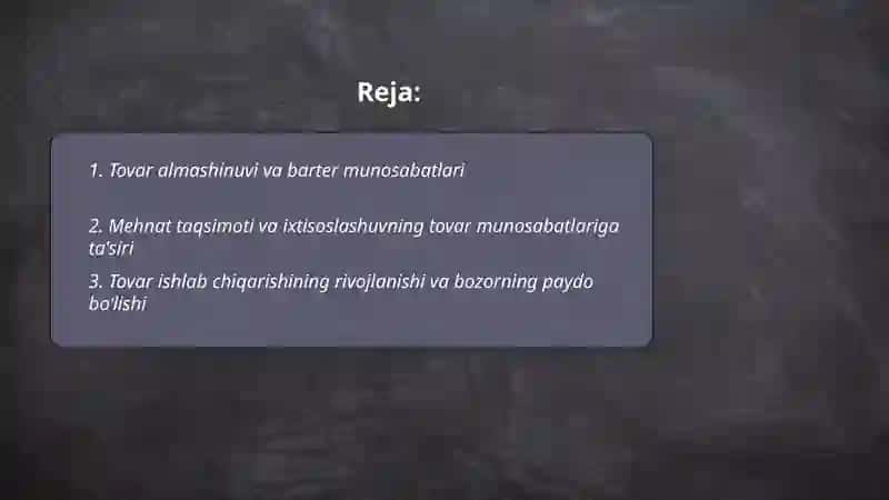 Tovar va pul munosabatlarining shakllanishi 2