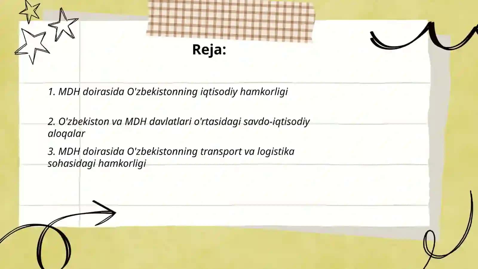 O'zbekitoning MDH bilan hamkorligi 2