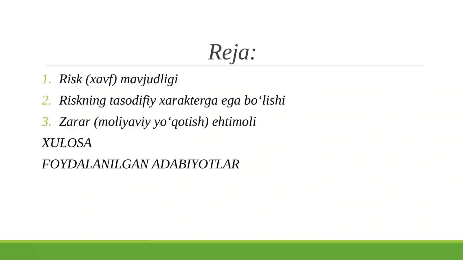 Risk sug'urta munosabatlarining paydo bo'lishining asosiy shartlari 2