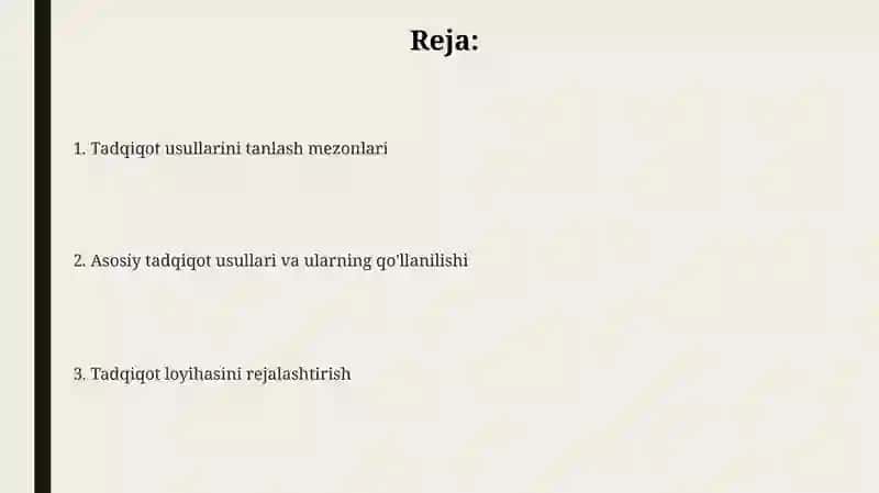 Biznesni tadqiq etish usullarini tanlash 2