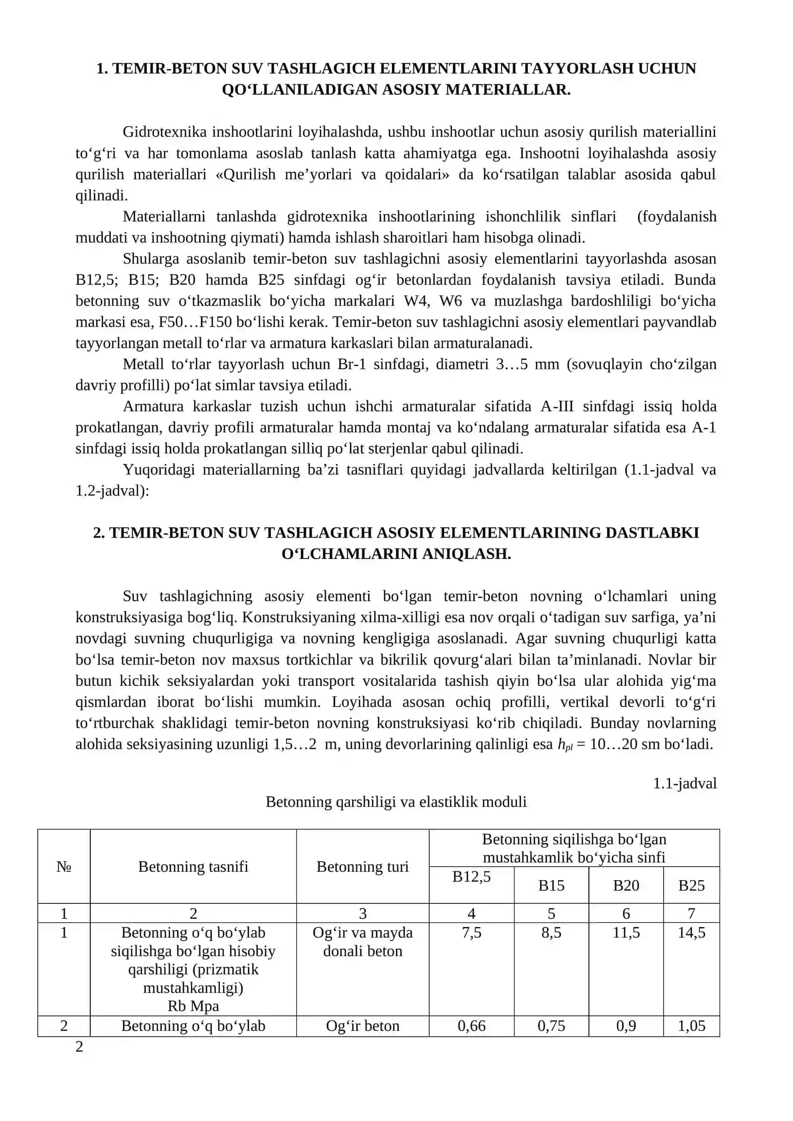 Konsolli yig’ma temir-beton suv tashlagichni loyihalash 2