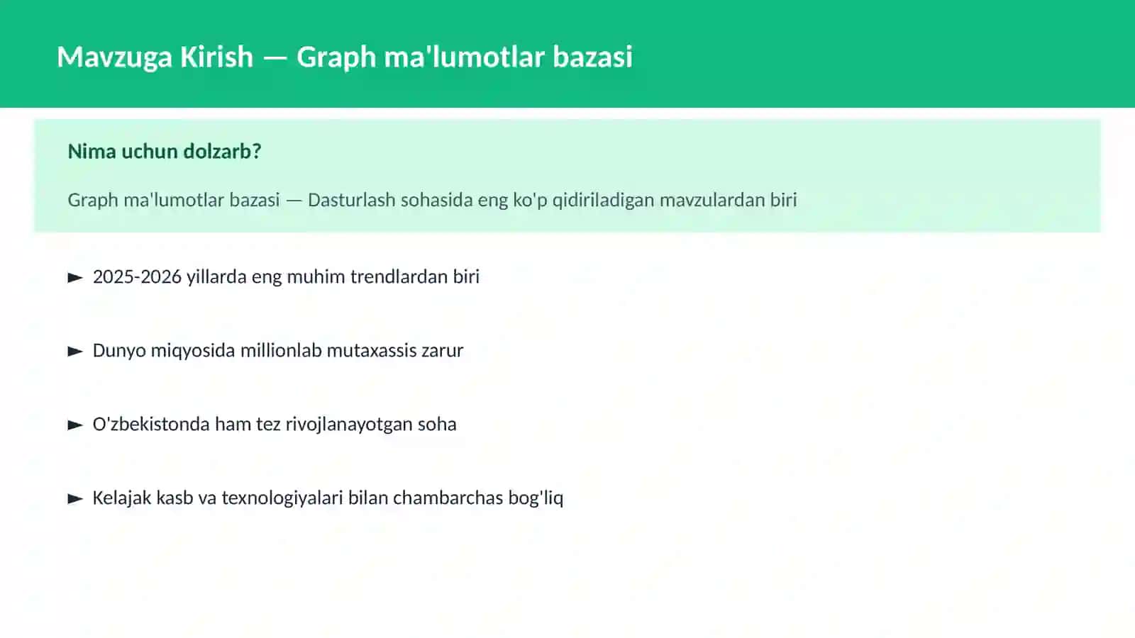 Graph ma'lumotlar bazasi 2