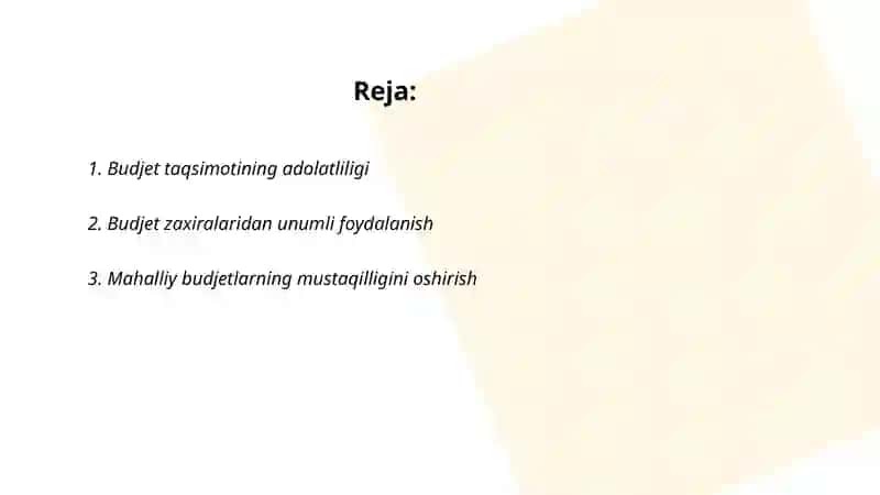 Budjet tizimini isloh qilishning dolzarb muammolari 2