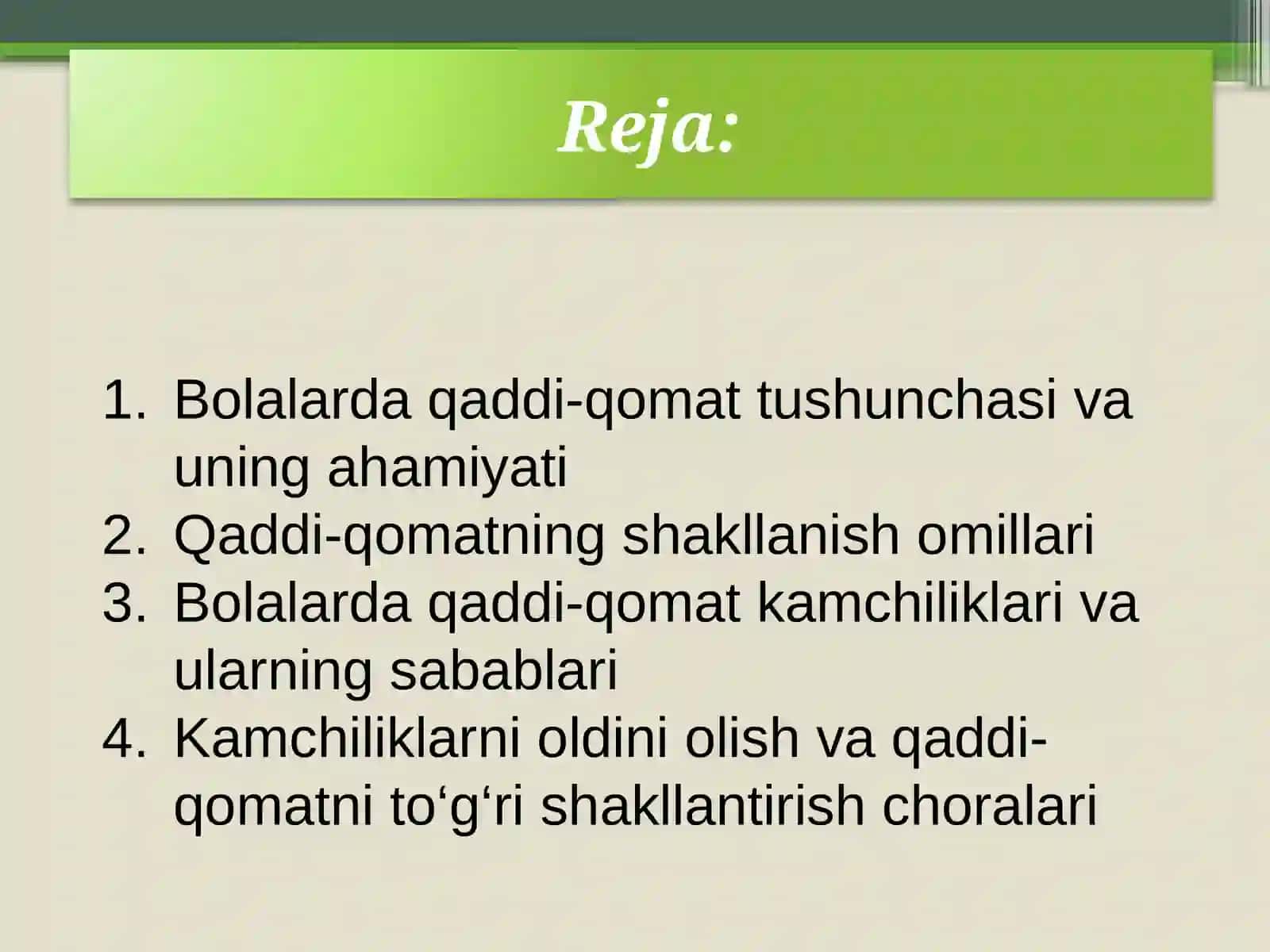 Bolalarda qaddi qomatning shakllanishi va kamchiliklari 2