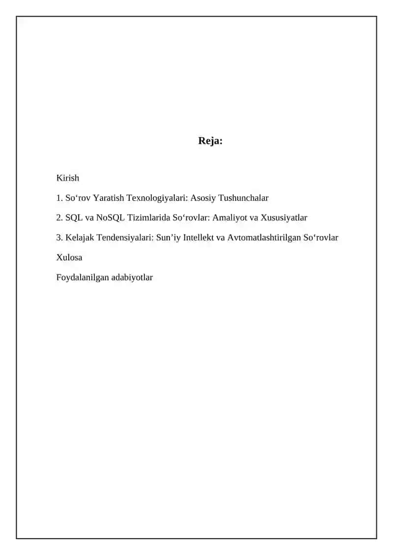 So‘rovlar yaratish texnologiyasi 2