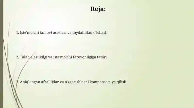 Iste'molchi tanlovi va foydalilik asoslari 2