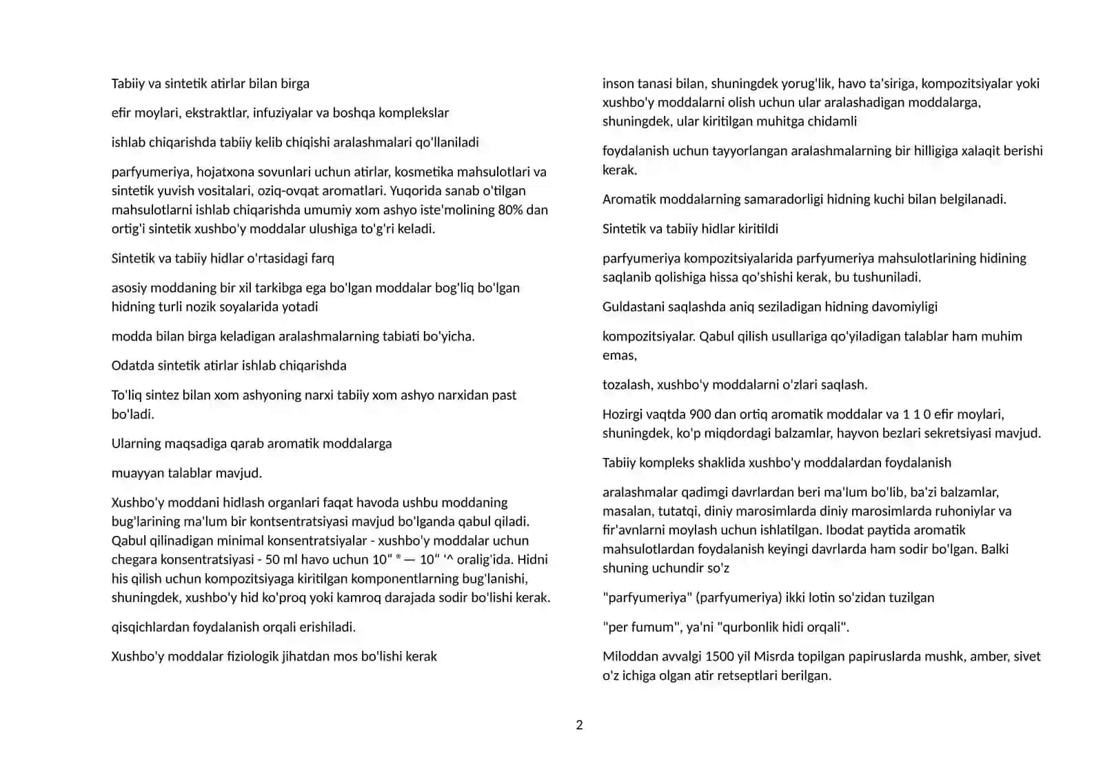 Tabiiy va sintetik hidlarning kimyosi 2