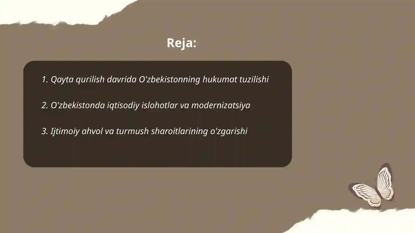 Qayta qurilish yillarida O'zbekistondagi ijtimoiy siyosiy vaziyat 2