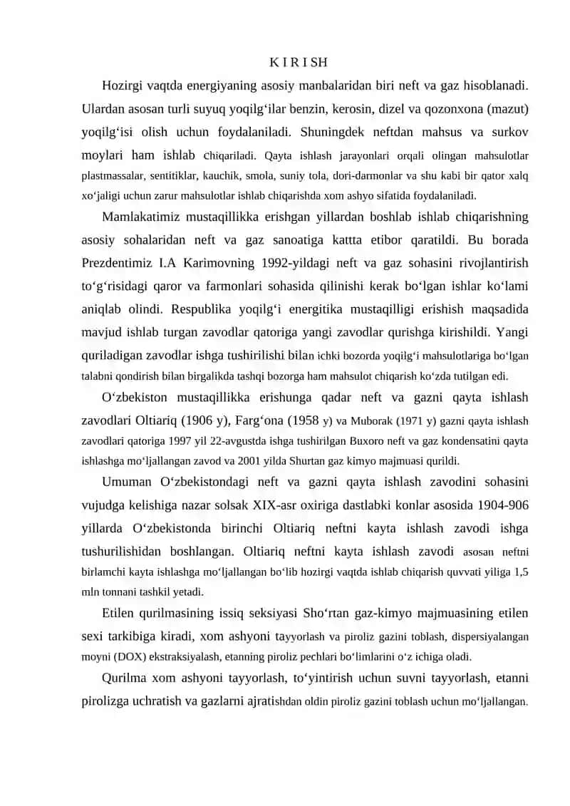 Piroliz gazini olishdagi kompressor stansiyasini avtomatlashtirish 2