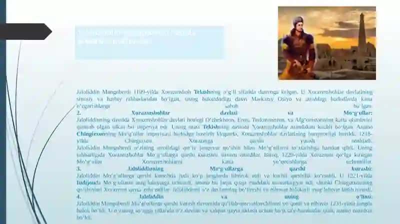 Jaloliddin Manguberdi-xalqimizning milliy qahramoni 2