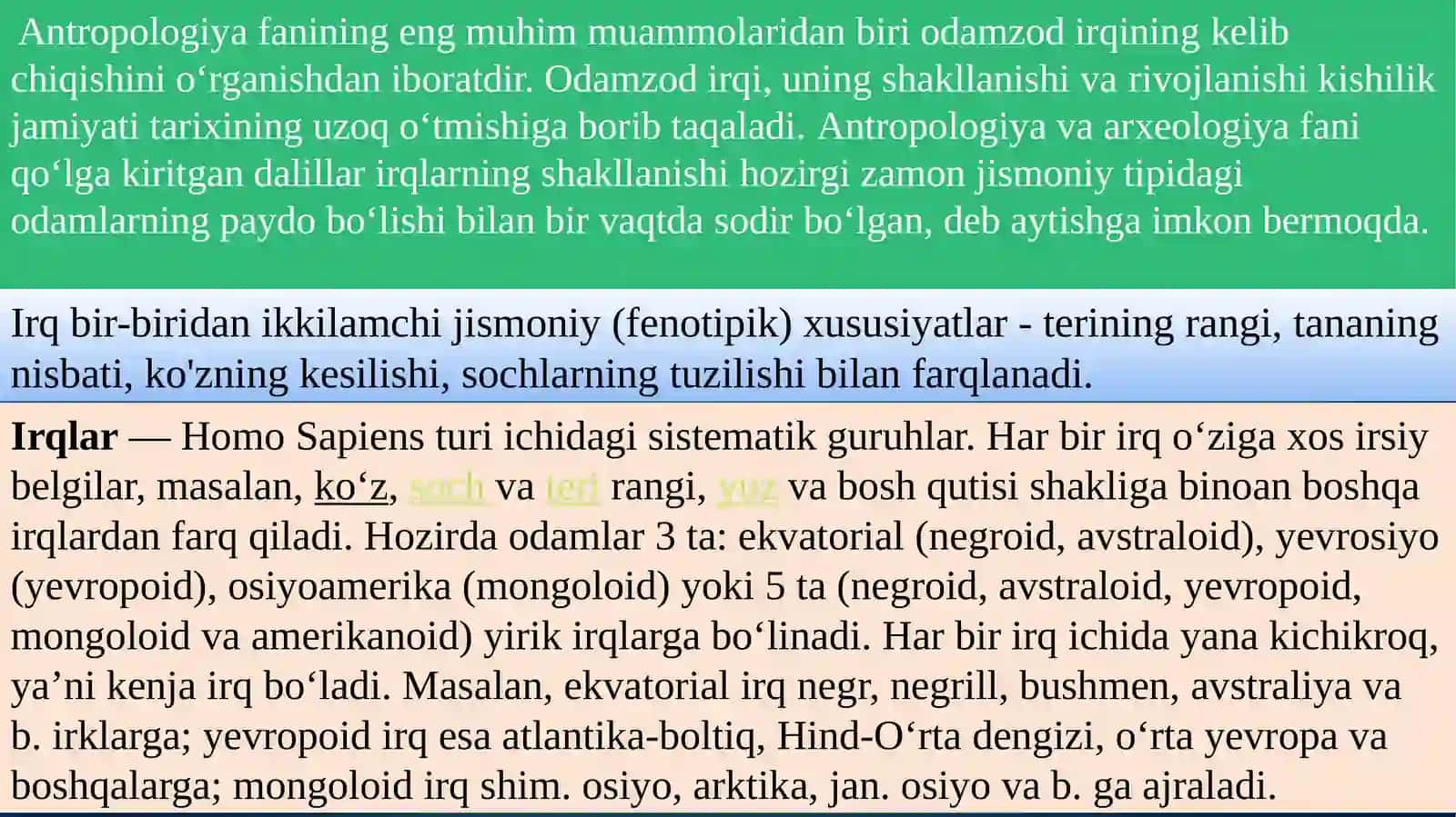 Antropologiyada irqlar va uning dinamikasi masalasi 2