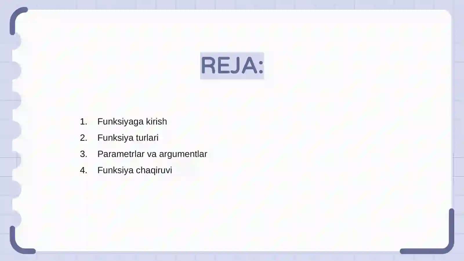 Funksiyalar bilan ishlash 2
