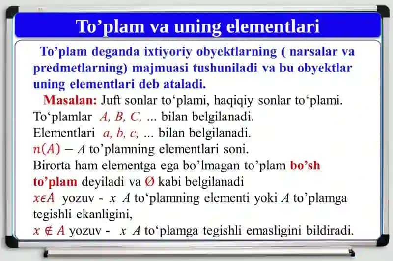 To‘plamlar va ular ustida bajariladigan amallar. Venn diagrammasi. 2