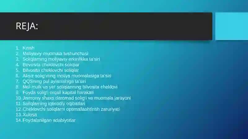 Moliyaviy mablag‘larning erkin muomalada bo‘lishini cheklovchi soliqlarning belgilanishi 2