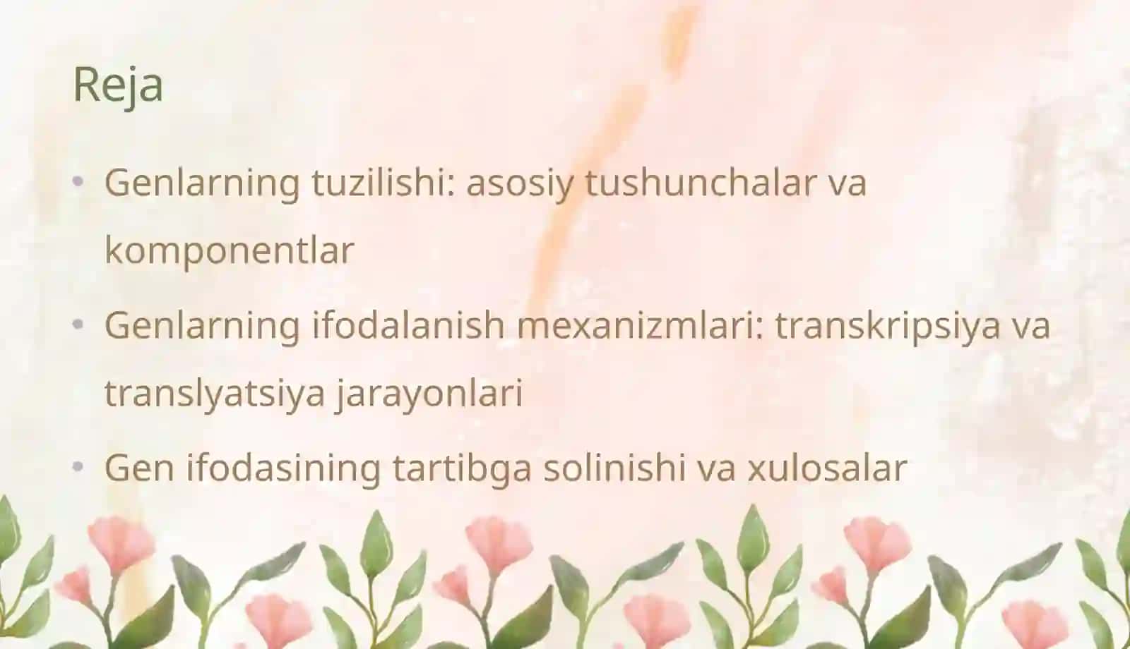 Genlarni tuzilishi va ularning ifodalanish mexanizmlari 2