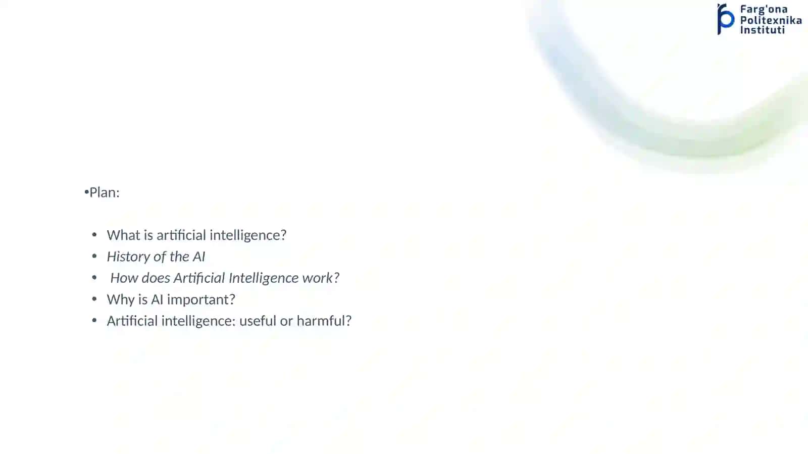 Introduction to AI and General Concepts of Science 2