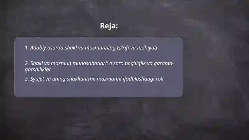 Adabiy asarda shakl va mazmun 2