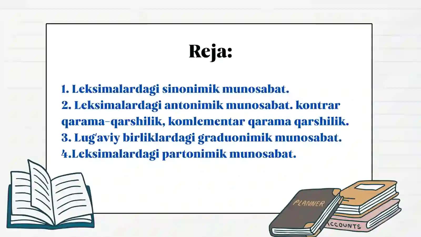 Leksik-semantik sistemalar LMG, LMT, LMM. Leksik paradigma, giponomik, graduonimik, partonimik qator. 2