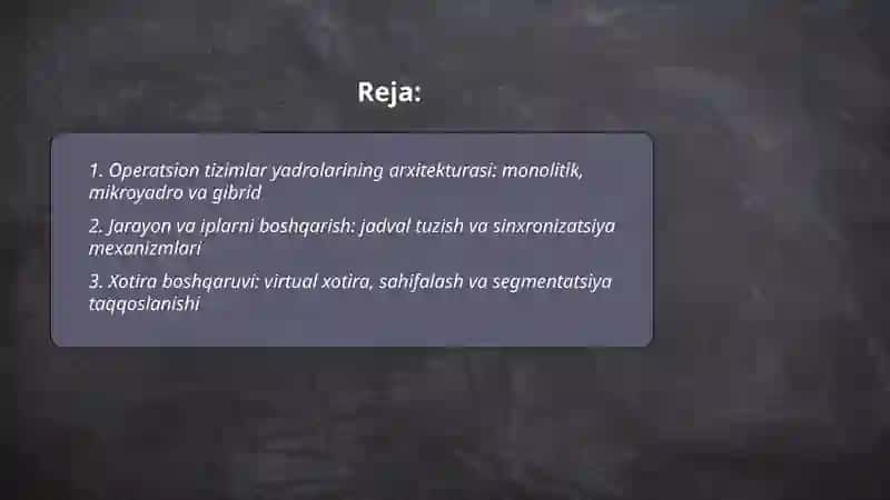 Zamonaviy operatsion tizmlarning qiyosiy tahlili 2