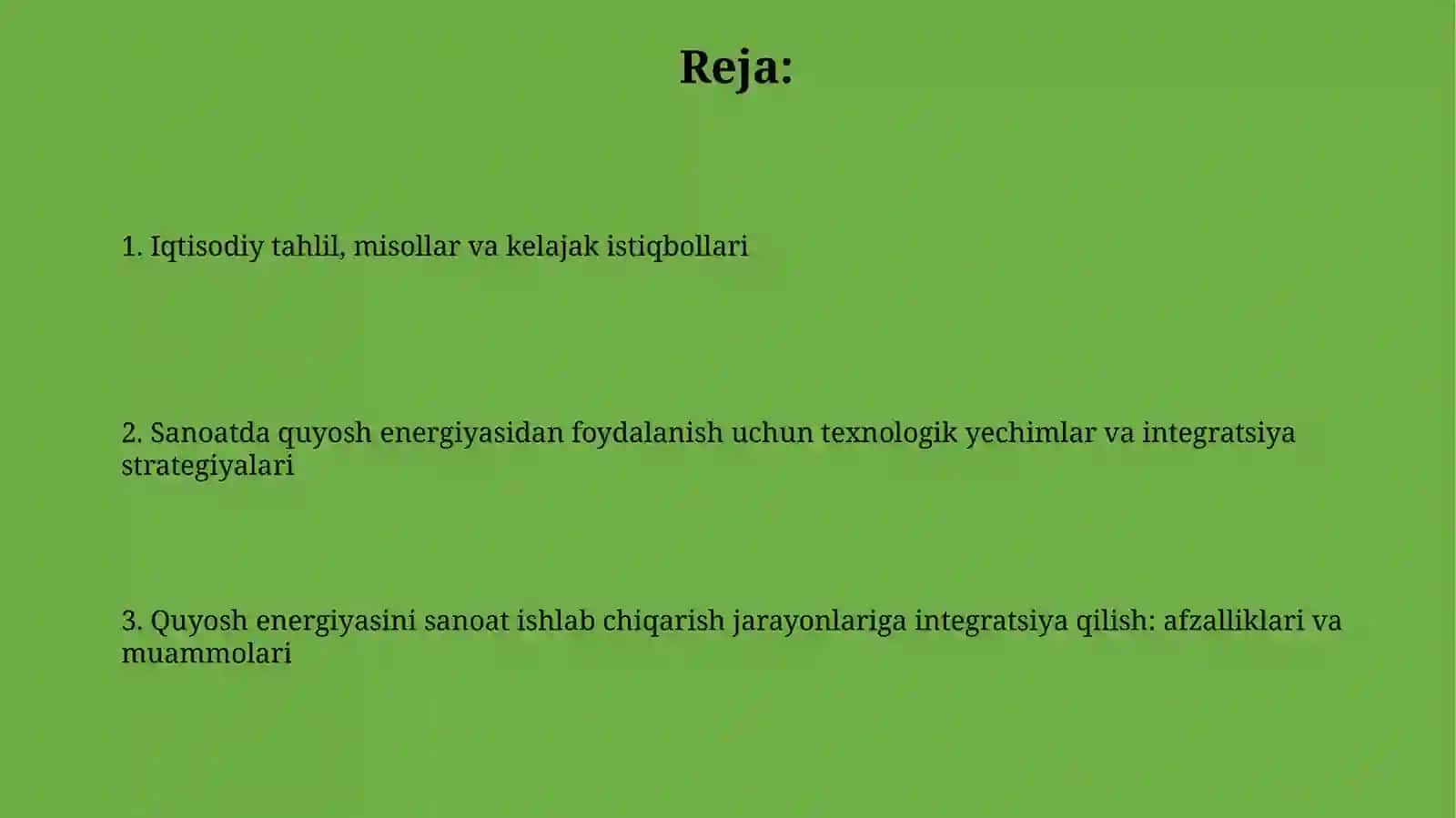Quyosh energiyasini sanoat ishlab chiqarish jarayonlariga integratsiya qilish 2